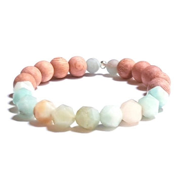 Handmade Intention Bracelet – Rosewood & Amazonite for Clarity & Growth on white table